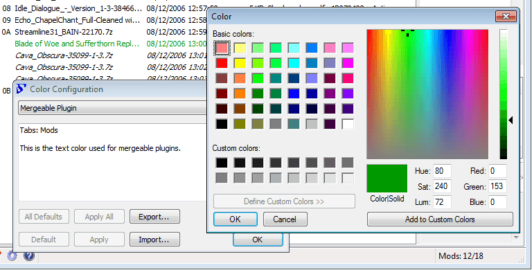 Colors Dialog